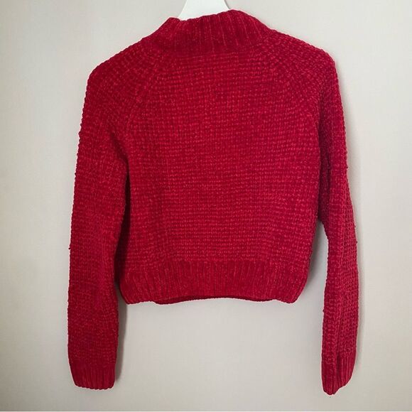 Divided Sweater H&M Knit Mock Neck Red Pink Cropped Casual Solid - Picture 4 of 10